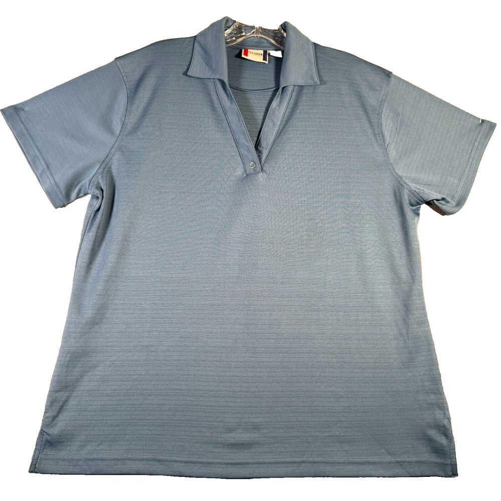 Clique Polo Shirt Womens‎ XL Blue Short Sleeve Snap Golf Polyester Performance